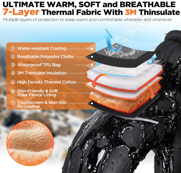 ArcticGrip Touchscreen Waterproof Winter Warmth Gloves
