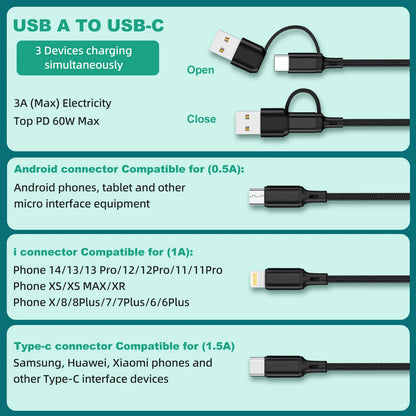 Universal 4 In 1  Fast Charging Multi-Device Cable