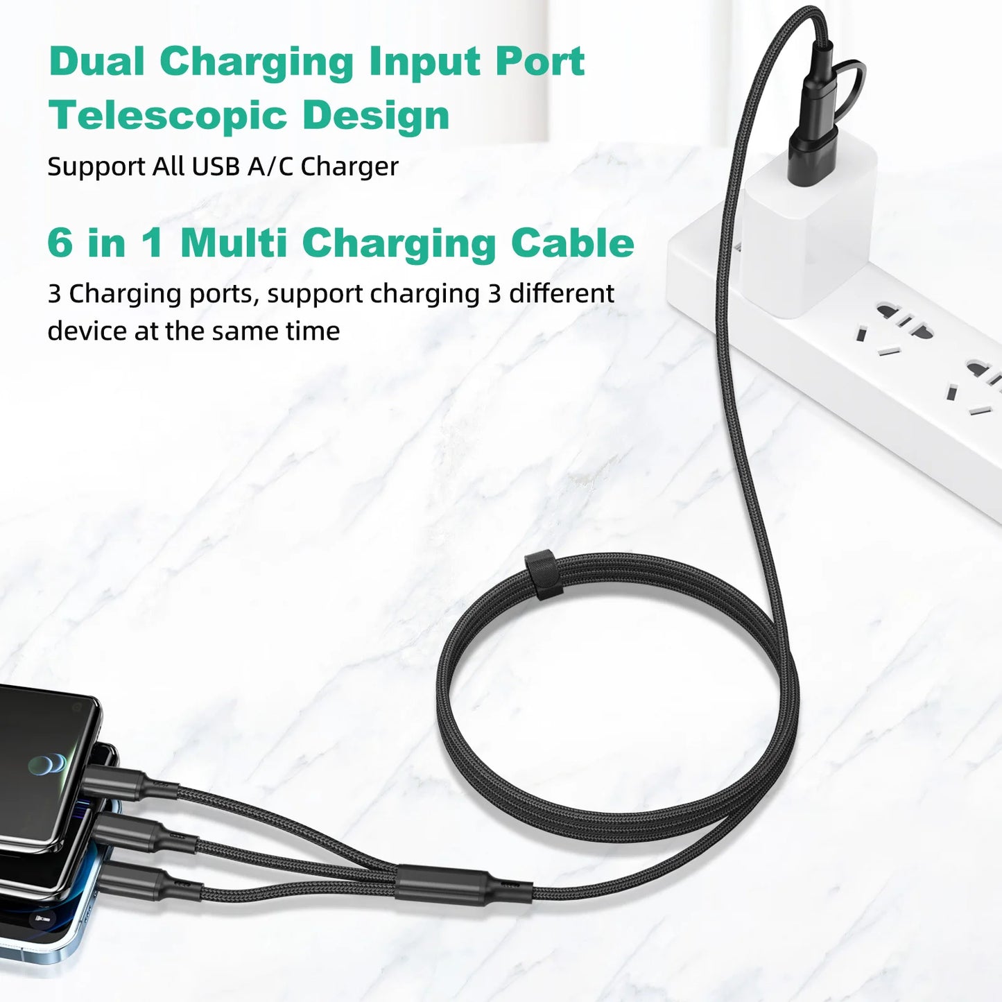 Universal 4 In 1  Fast Charging Multi-Device Cable